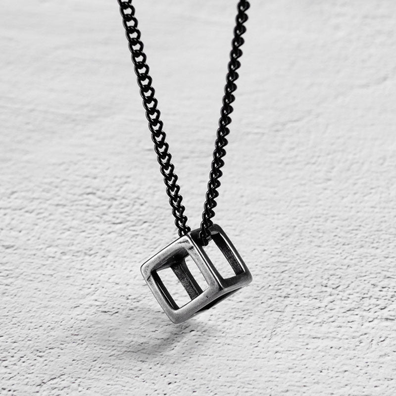 Hollow Cube Necklace black