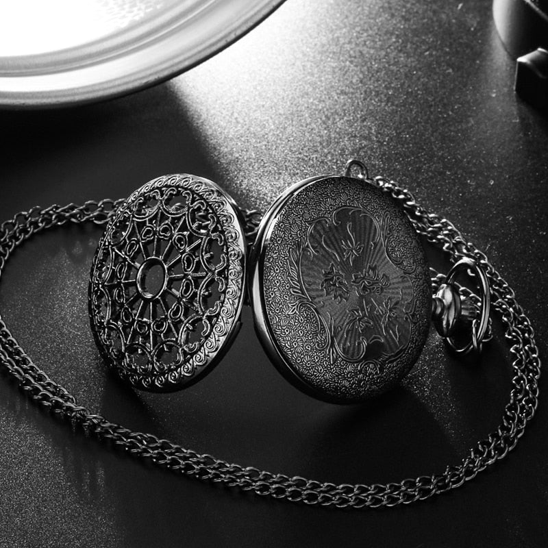 Antique Spider Web Black/Bronze Pocket Watch4