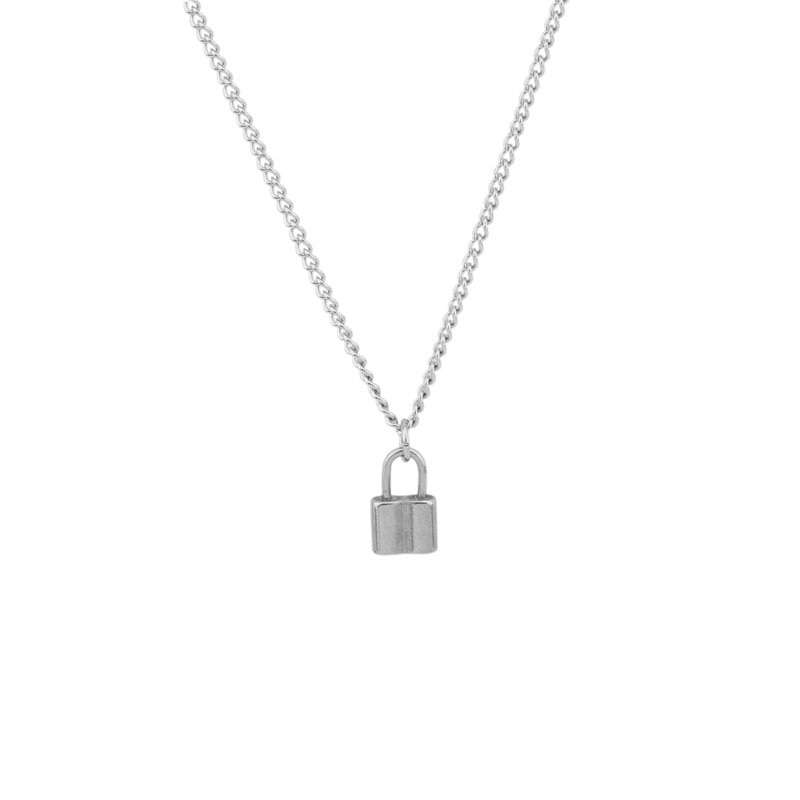 Steel Lock Necklace white BG