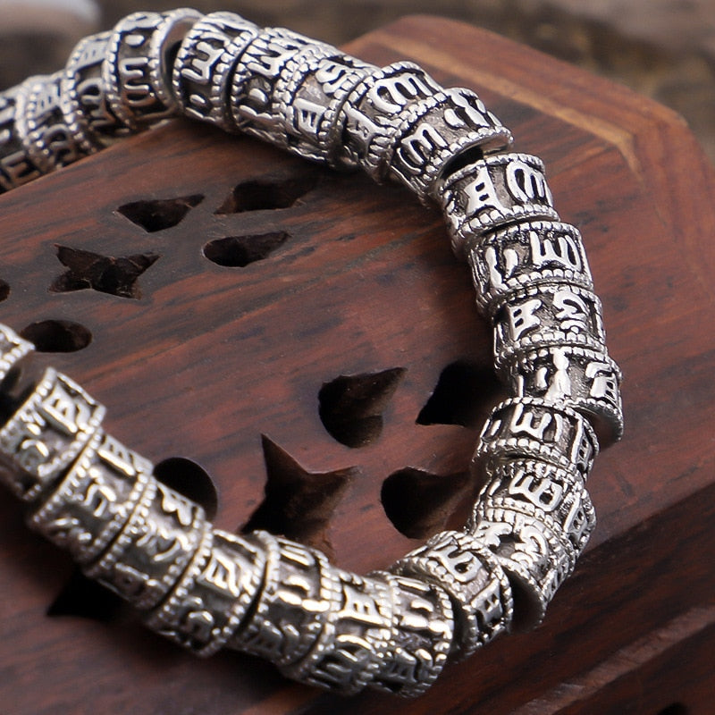 Tibetan Buddhism Six Words Mantra Cotton Bracelet_detail