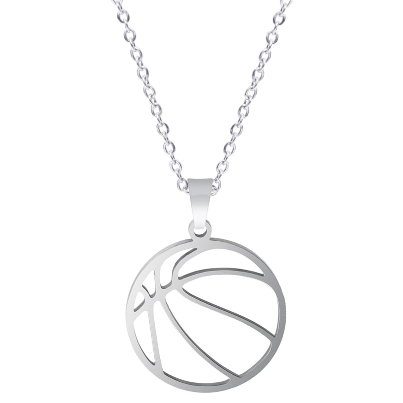 Ball Sports Symbol Necklace Basketball1 white BG