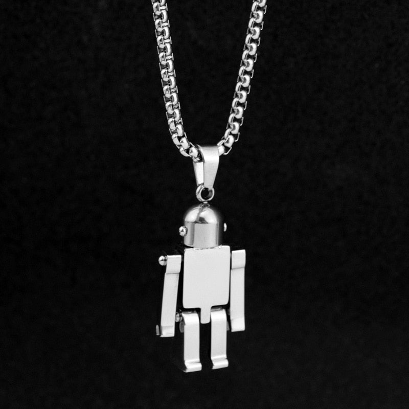 Steel Robot Necklace black BG