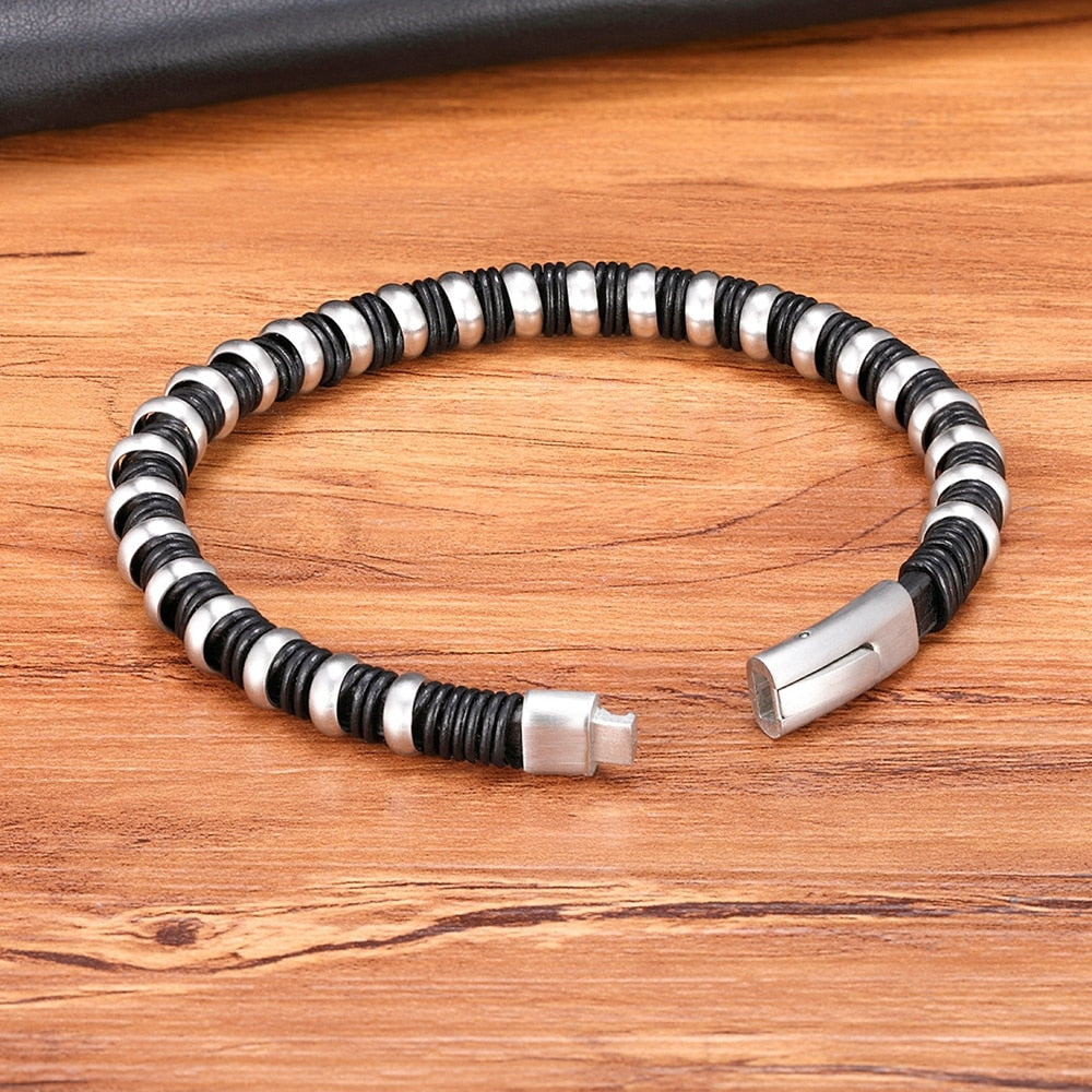 Braided Wrap Leather Bangle_steelopen2