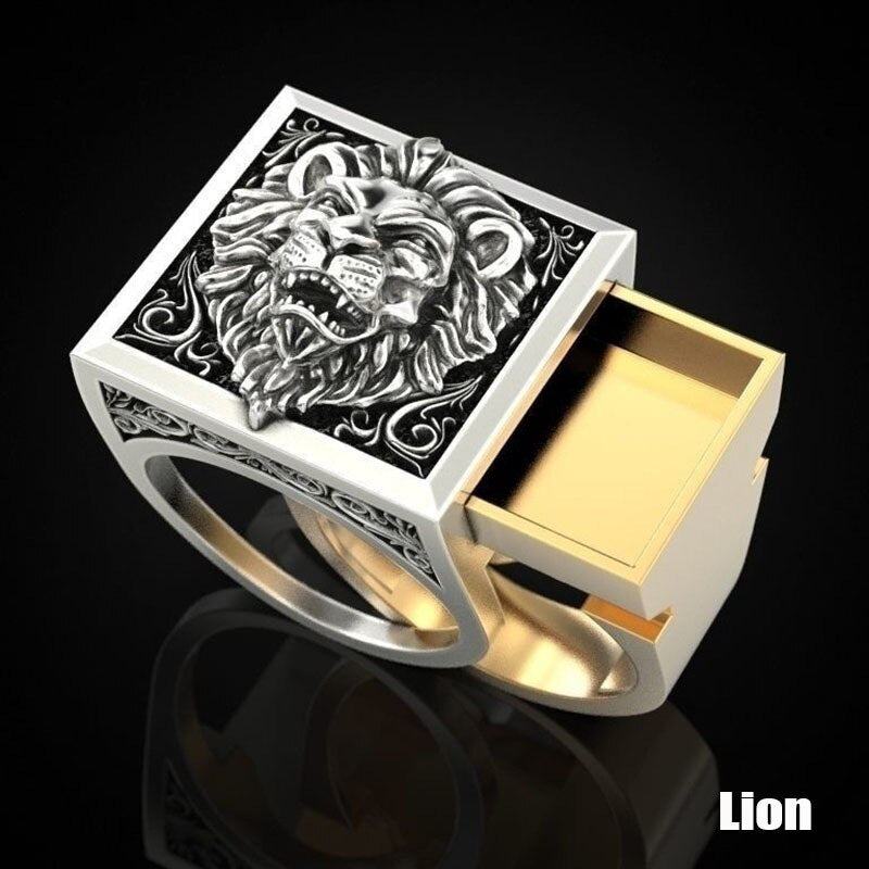 Kingdom-Lionhead Design Biker Ring Set4
