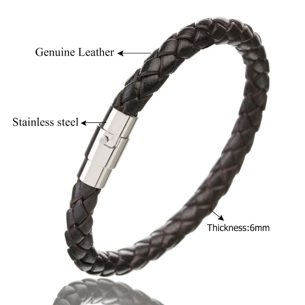 Handmade Leather Magnetic Clasp Bracelet_3