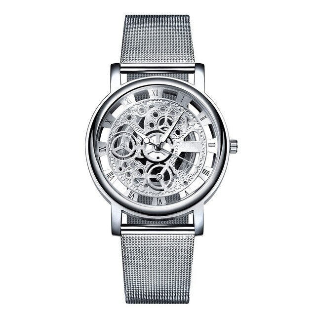 Skeleton Quartz Watch_Silver white BG