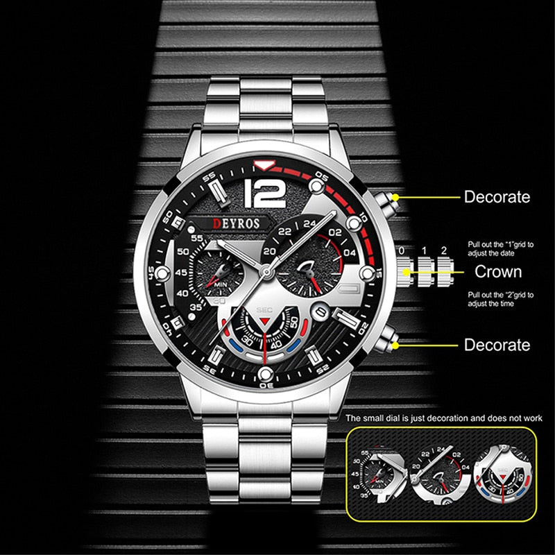 Stainless Steel Luxury Quartz Watch_functions