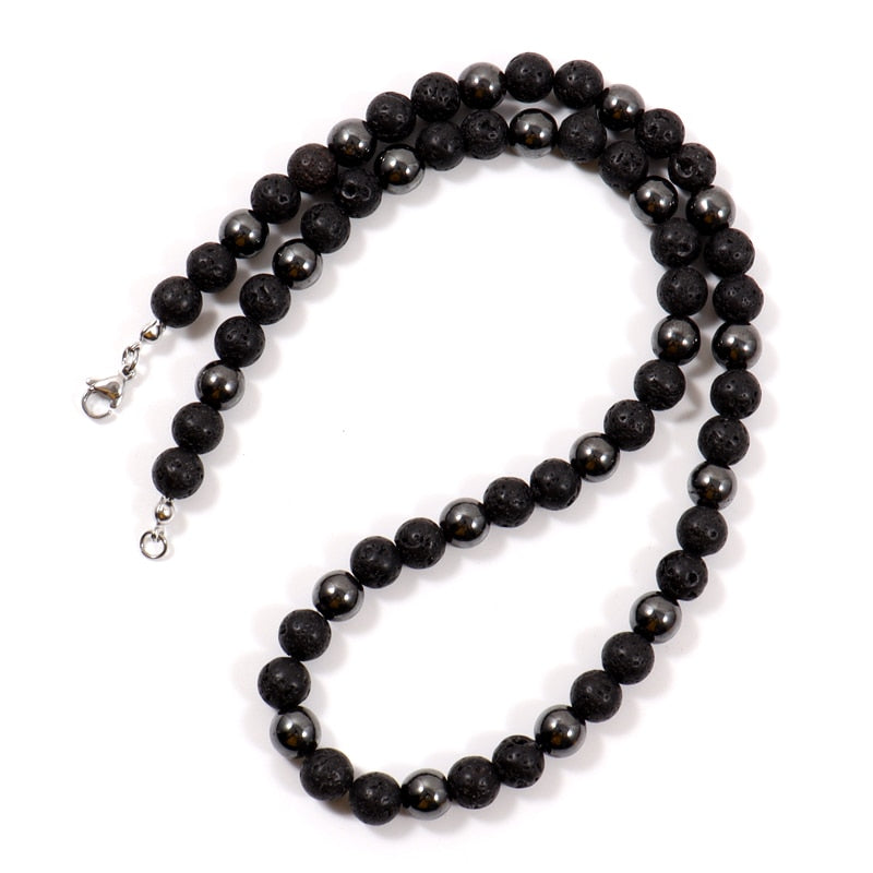 Lava Stone Bead Necklace black
