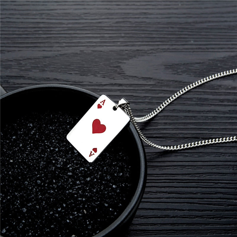 Ace Of  Hearts Poker Necklace_detail