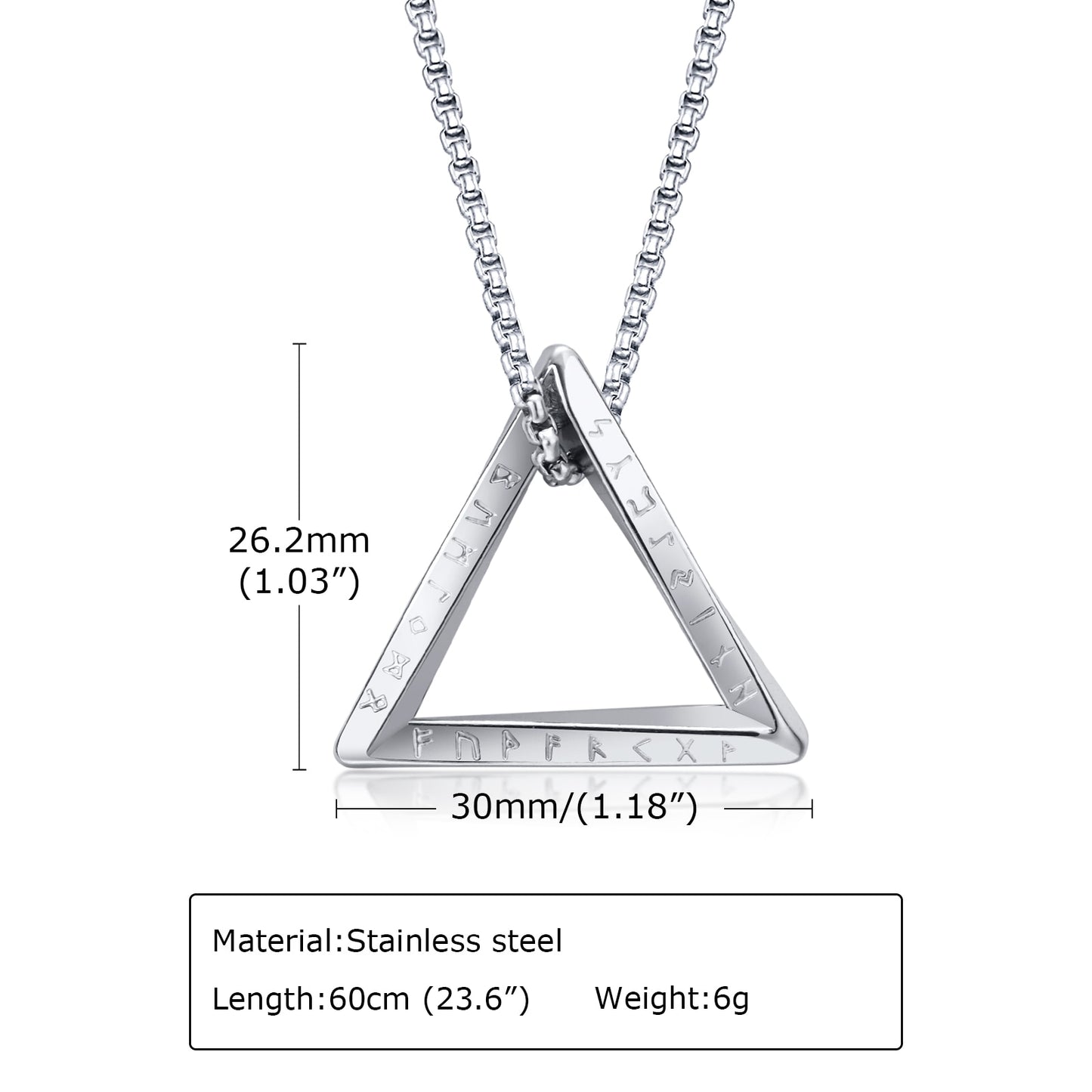 Triangle Viking Necklace for Men_size